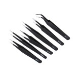 Set of 6 anti-static tweezers for electronic devices such as phones and other